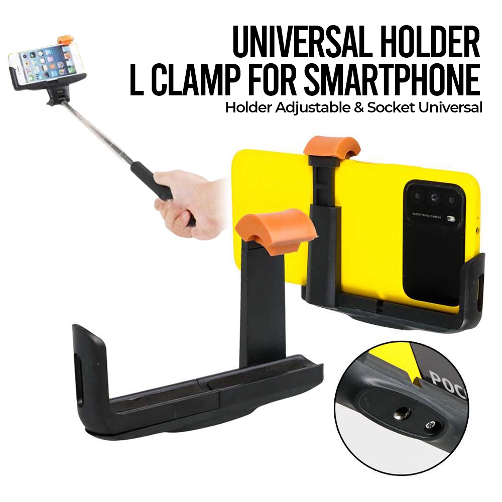 Universal Holder L Clamp Orange Flip for Smartphone - OMSC2LBK Black