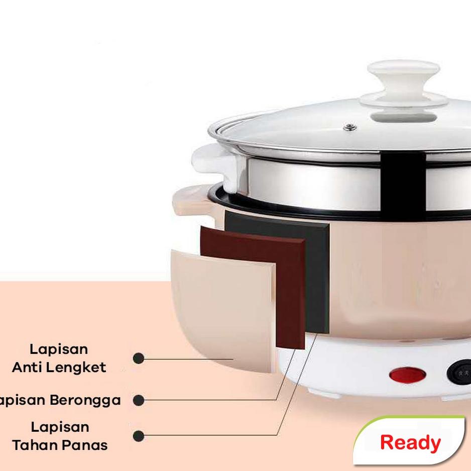 T2Q4 Panci Liik Multifungsi  kukusan / Steamer Stainless Lapis Keramik Teflon  cooking pot Panci Ele
