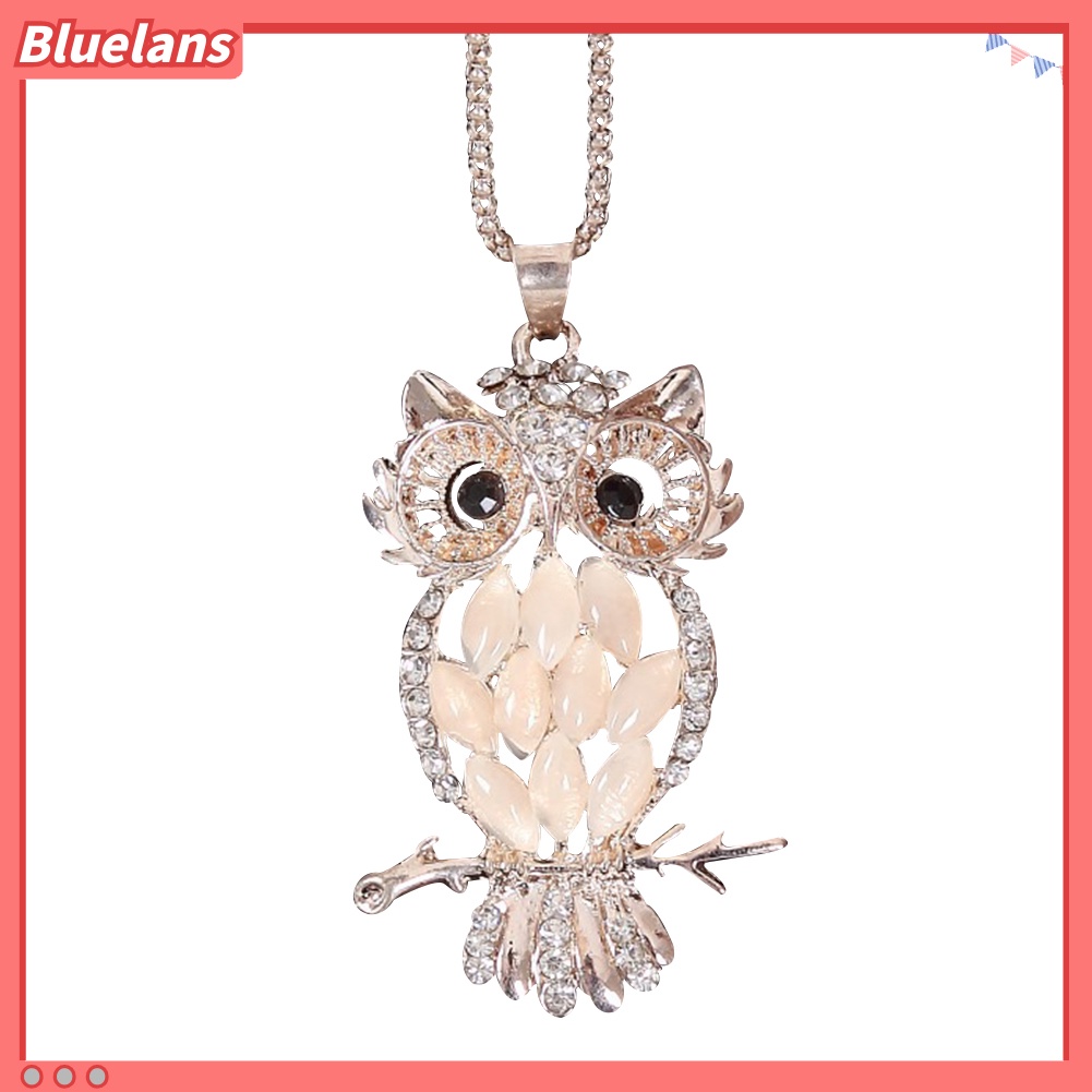Bluelans Kalung Liontin Burung Hantu Aksen Berlian Imitasi Untuk Wanita