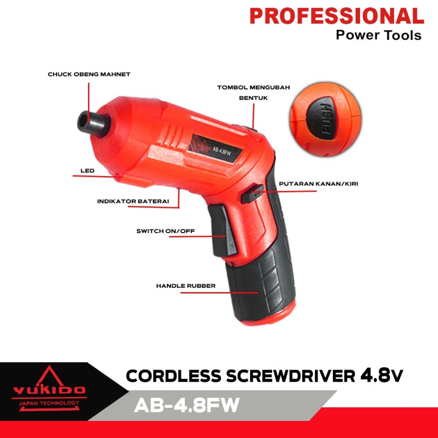 Cordless Multi-function Electric Screwdriver Set 4.8V 47pcs , bor tanpa kabel set yukido - V2 02FEB