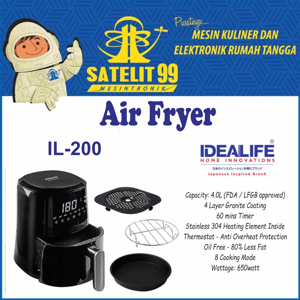 Air Fryer /  Penggorengan Tanpa Minyak Low Watt IDEALIFE IL-200