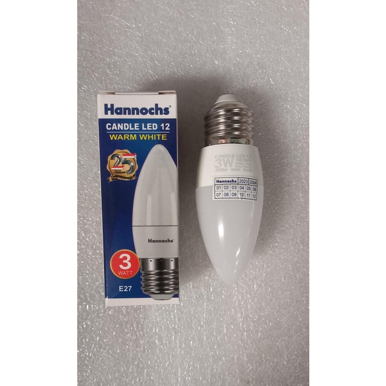 Hannochs Candle LED WW 3W E14/E27 Clear Frosted