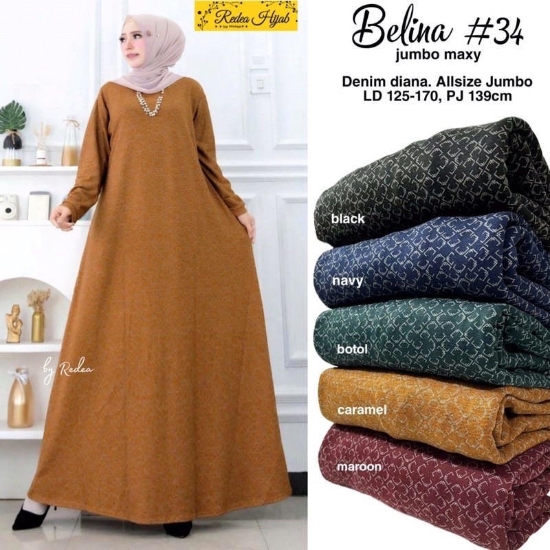 Belina Jumbo maxy - LD120-130 Gamis Diana Denim Jumbo Bigsize Oversize Bumil / 025-6976