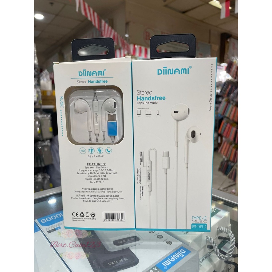 DIINAMI Earphone headsfree Hf Type C Headset Type-C Samsung Xiaomi Oppo Vivo Huawei INFINIX + MIC ORIGINAL  BC6712