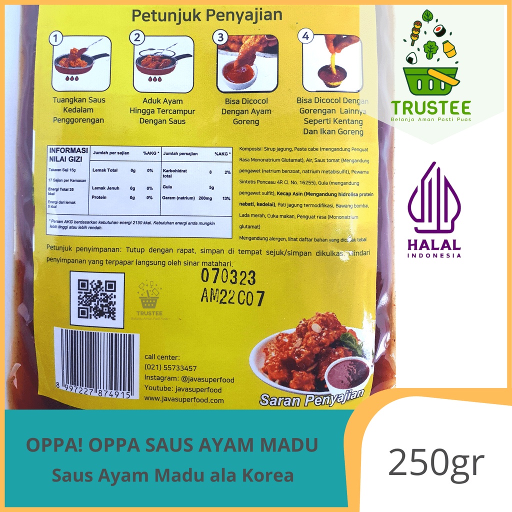 Oppa! Oppa Saus Ayam Madu Korea / Honey Chicken Sauce Oppa Halal 250gr