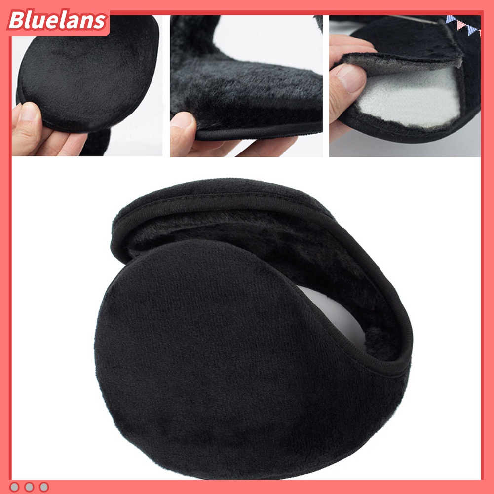 Bluelans Penutup Telinga Pria / Wanita Bahan Plush Tebal Lembut Hangat Warna Polos Untuk Musim Dingin