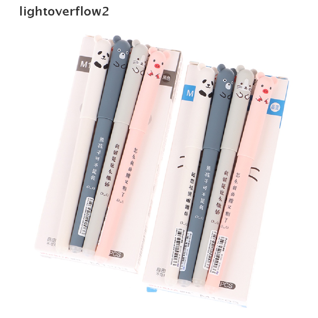 (lightoverflow2) 4pcs / Set Pulpen Gel 0.35mm Bisa Dihapus Untuk Sekolah / Kantor