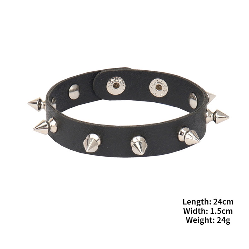 Rock Gelang Choker Bahan Kulit Pu Aksen Rivet Spike Gaya Punk Gothic Untuk Pria Dan Wanita