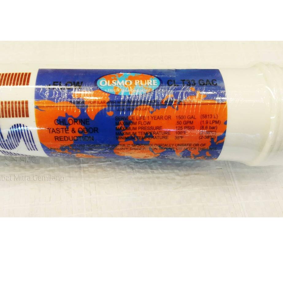 SHOPEE 4.4 Post Carbon T33 Small Olsmopure USA untuk Reverse Osmosis / CL T33 GAC [KODE 500]