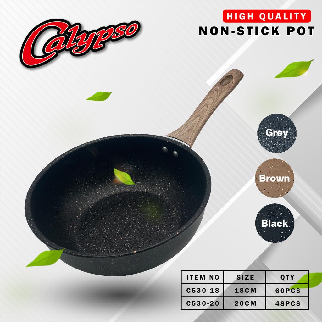 Calypso Fry Wok 18 cm Wajan Penggorengan Teflon Gagang Kayu C530