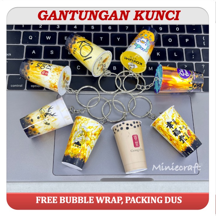 GANCI - GANTUNGAN KUNCI MINIATUR CUP BOBA KOI, XI BO BA, XING FU TANG, CHATIME, KOKUMI