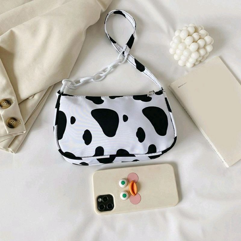 Tas Bahu Cow Pattern Shoulder Bag Sapi Rantai Shoulder Bag Tas Bahu