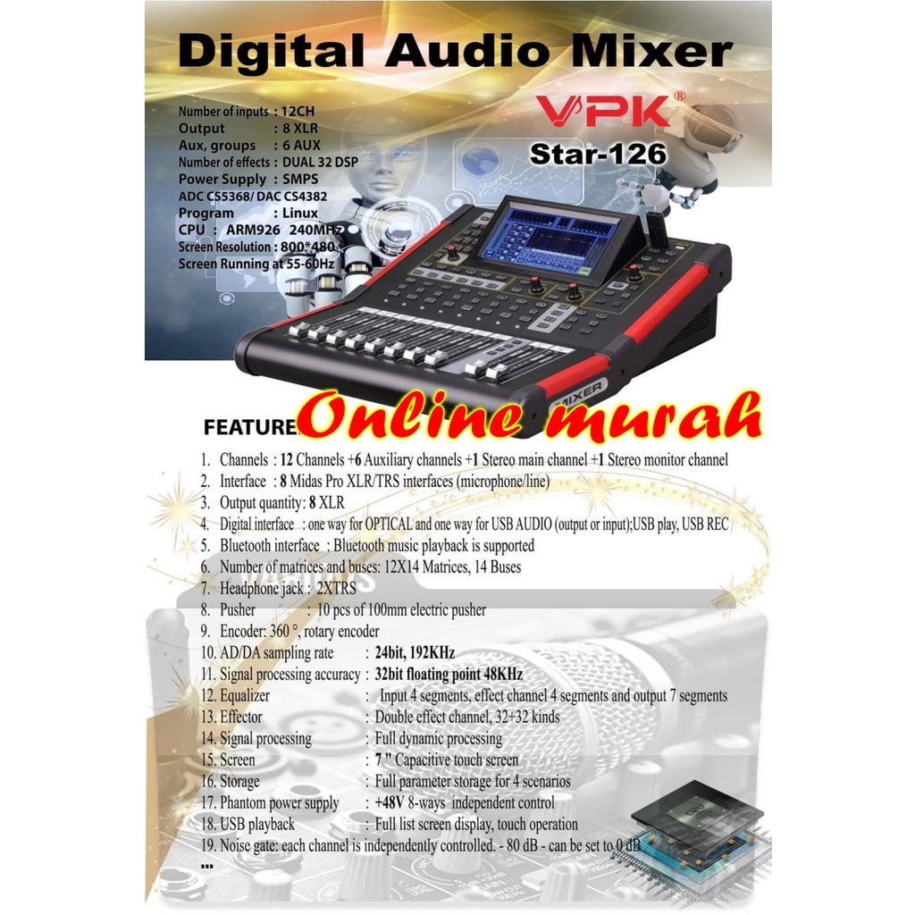 digital audio mixer vpk star 126 vpk star-126 original garansi resmi