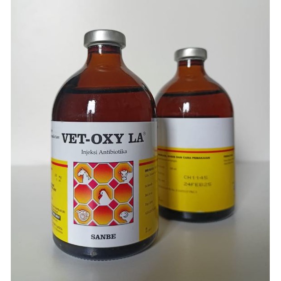 VET OXY LA 50 ml &amp; VET OXY LA 100 ml - Antibiotik Long Acting Sanbe - Vetoxy Obat Anti Infeksi Bakteri Hewan Long Acting Bekerja Lama