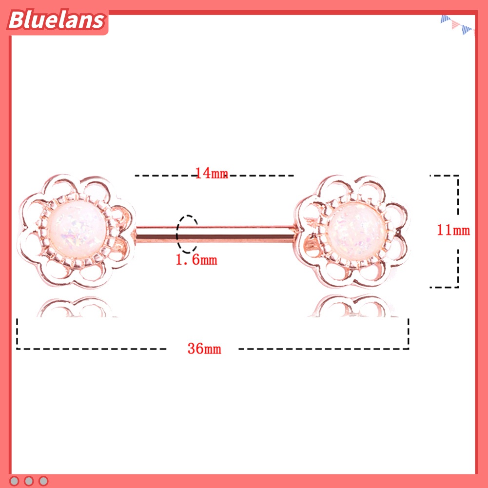 1pc Cincin Tindik Puting Desain Bunga Ganda Bahan Stainless Steel Untuk Wanita