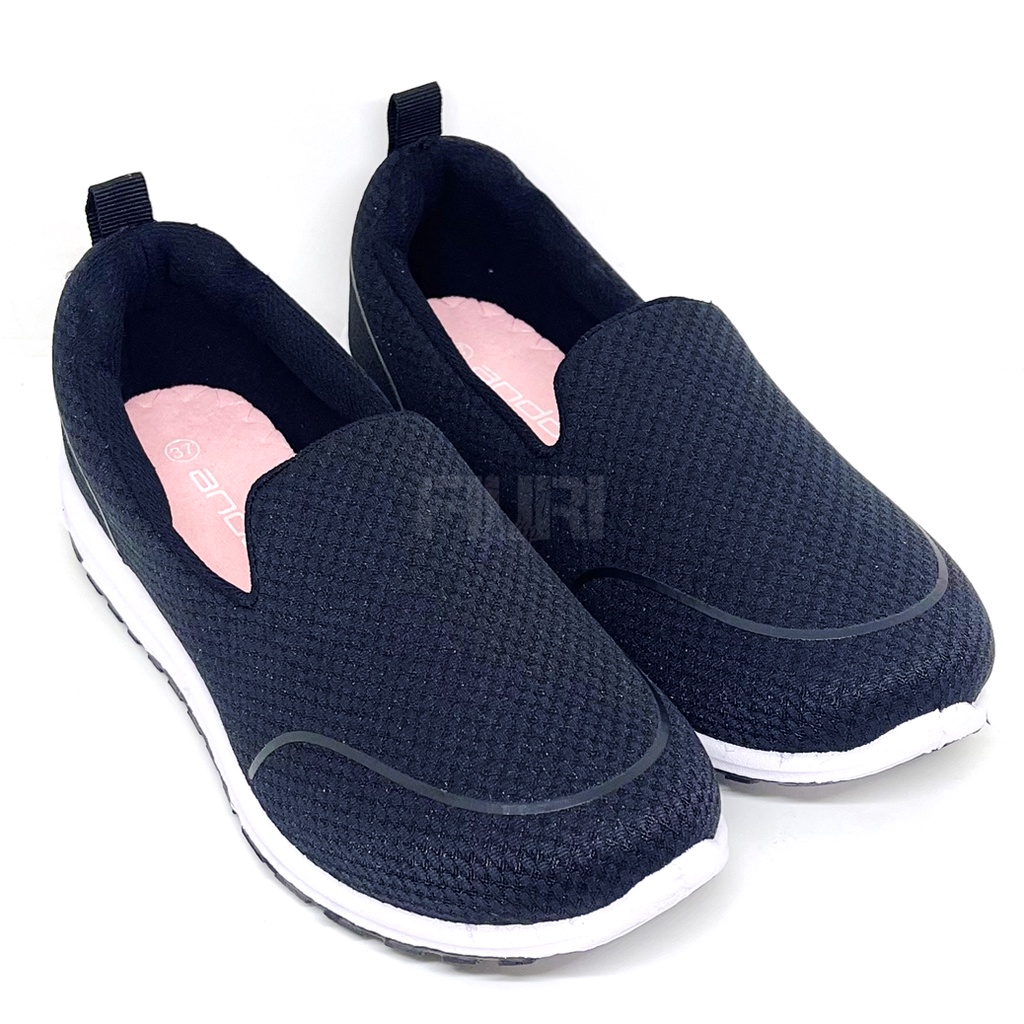 FIURI - Ando Original - TISELLA 37-40 HITAM PUTIH  - Sepatu Kets Wanita - Sepatu Flat Shoes Slip On Wanita - Sepatu Olahraga Wanita - Sepatu Fashion Wanita Promo