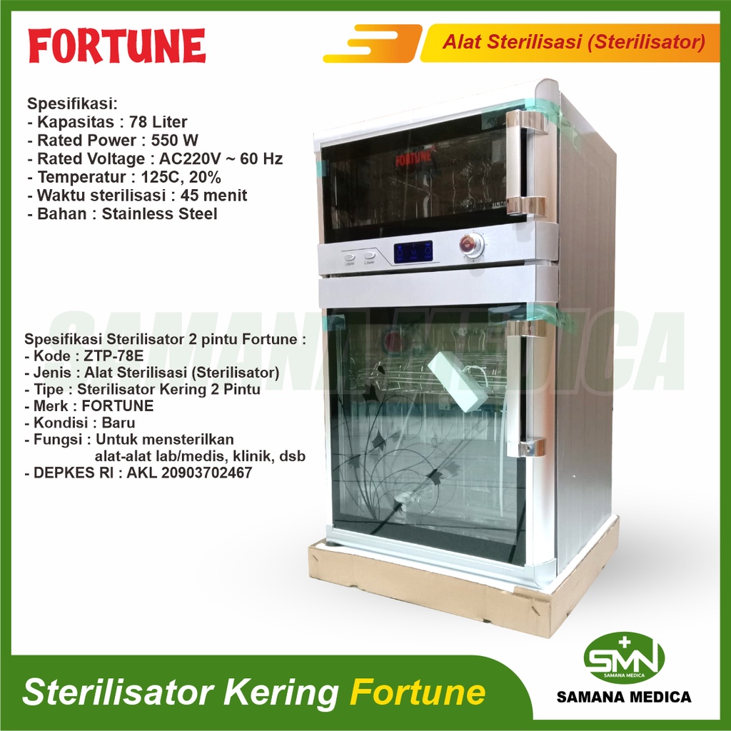 Sterilisator Kering Fortune 2 Pintu Steril FREE BUBBLE + PETI KAYU Alat Medis Bedah Promo Murah