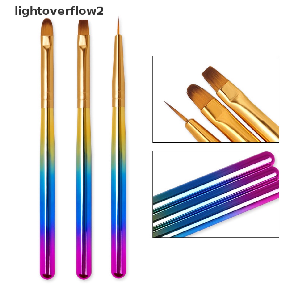 (lightoverflow2) 3pcs / Set Brush Pen Dotting Untuk Gambar Kutek Gel Nail Art