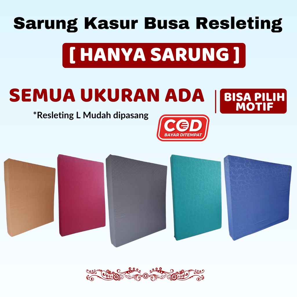 Sarung Kasur Busa Resleting Embos/Polos Tebal 5, 10, 15, 20, 25, 30 cm / Cover Kasur Busa Inoac Warna Polos / Polos Abu Maroon Tosca Coklat Navy