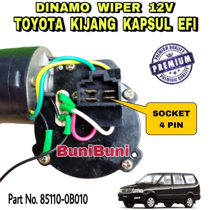 Motor Dinamo Wiper Depan Toyota Kijang Super / Grand 5K &amp; Kijang Kapsul 7K EFI