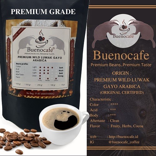 

Buenocafe Wild Luwak Gayo Arabica 250 gr - Original Certified