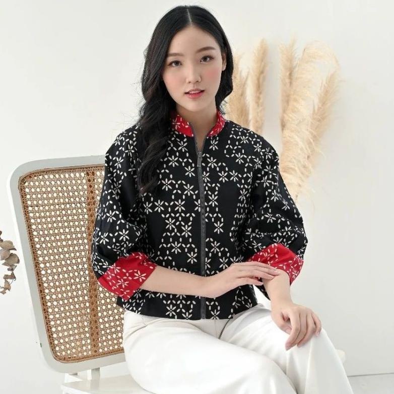 Size Jumbo : Jaket Bomber Batik / Jaket Batik Wanita /Outer Batik (KODE H2686)