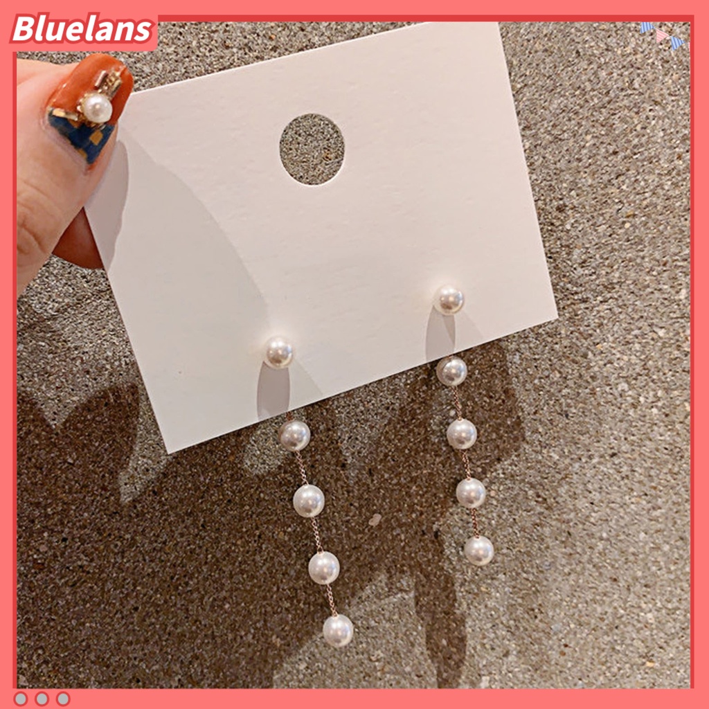 Bluelans Ear Studs Faux Pearl Temperament Women Korean Style Tassel Earrings