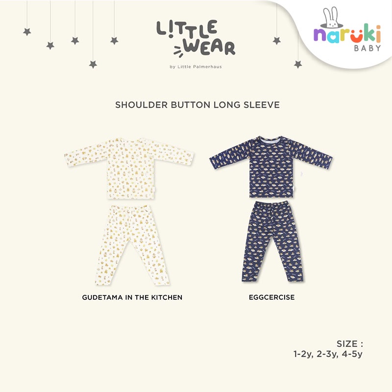 Little Palmerhaus Little Wear Button Shoulder Long Sleeve Piyama Bayi