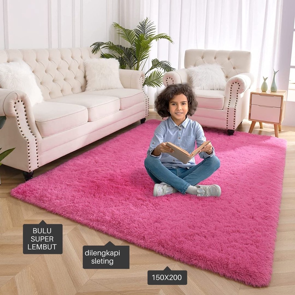 Karpet bulu polos ukuran 150x200x2,5 cm