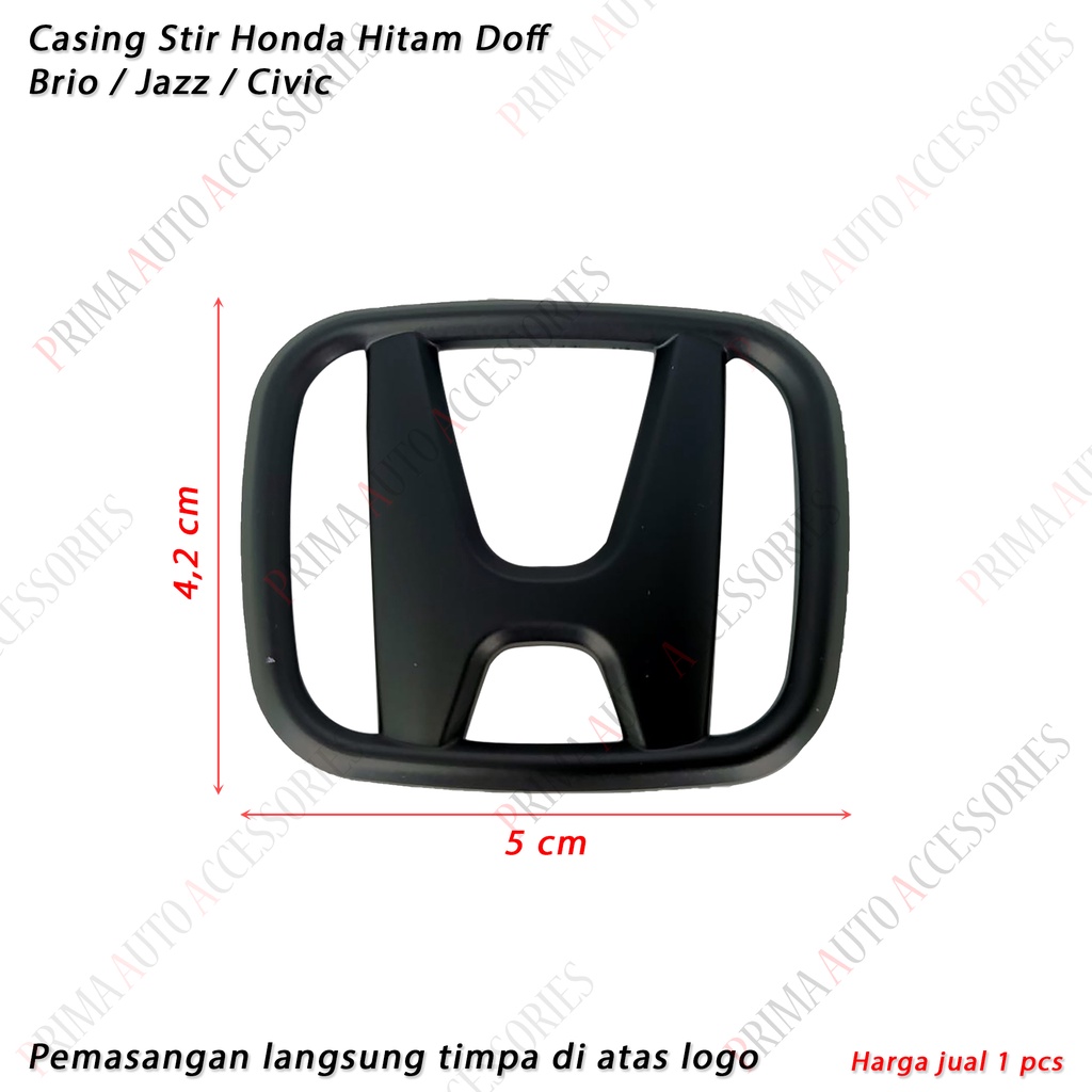 Casing Logo Stir H Honda BRIO JAZZ CIVIC Hitam Doff 5cm x 4,2cm