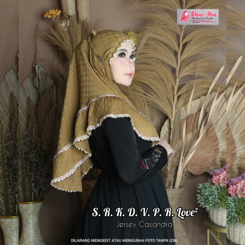 Jilbab doa ibu bergo siria kerut dahi plisket rempel renda erlove plat besi jersey casandra