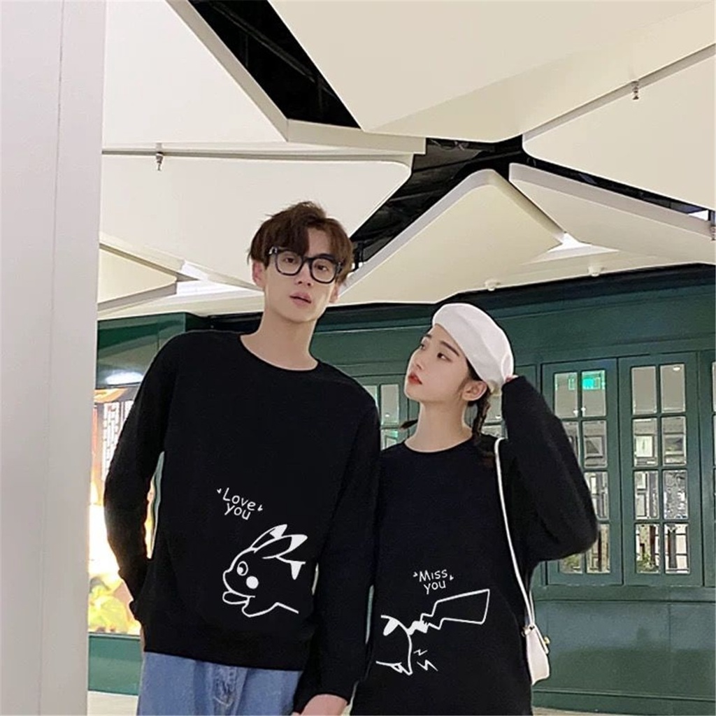 Promo COD Sweater Pria Wanita Cowok Cewek Pasangan Anime Pikachu Lucu Kaus Musim Gugur Hoodie Cetak Mouse Longgar Harajuku Kartun Keren Fashion Wanita Mantel Streetwear Gadis