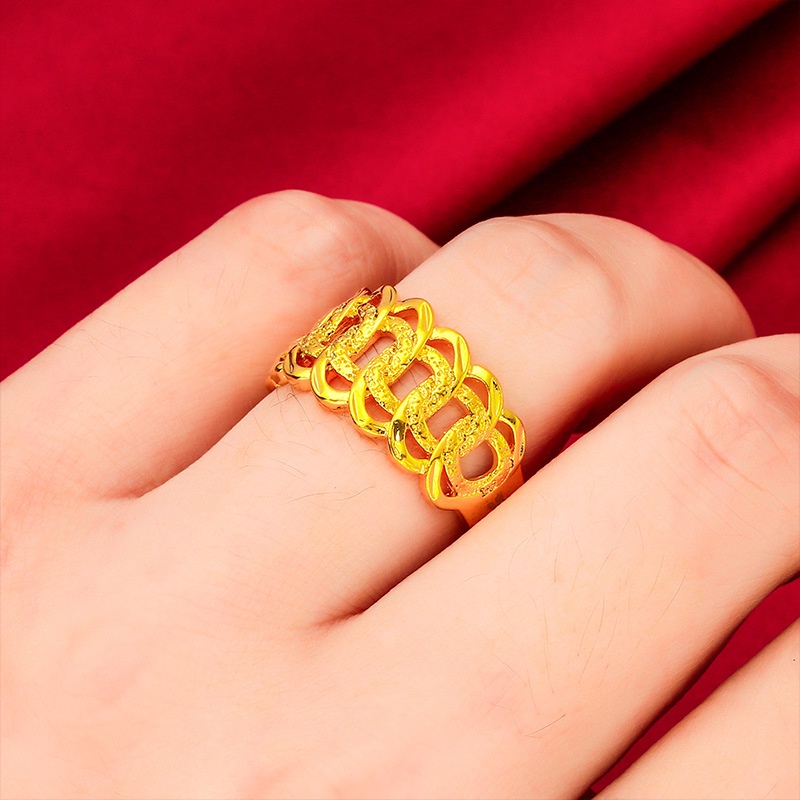 Goldkingdom Perhiasan Fashion Emas Asli Kadar 375 Bangkok Aksesoris Ready Stock Cincin Lilit Hem Lebar Pria Bisa Atur Gaya Minimalis