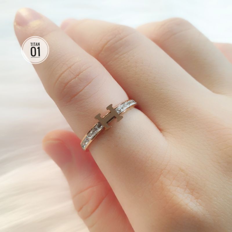 cincin titanium perhiasan wanita Korea