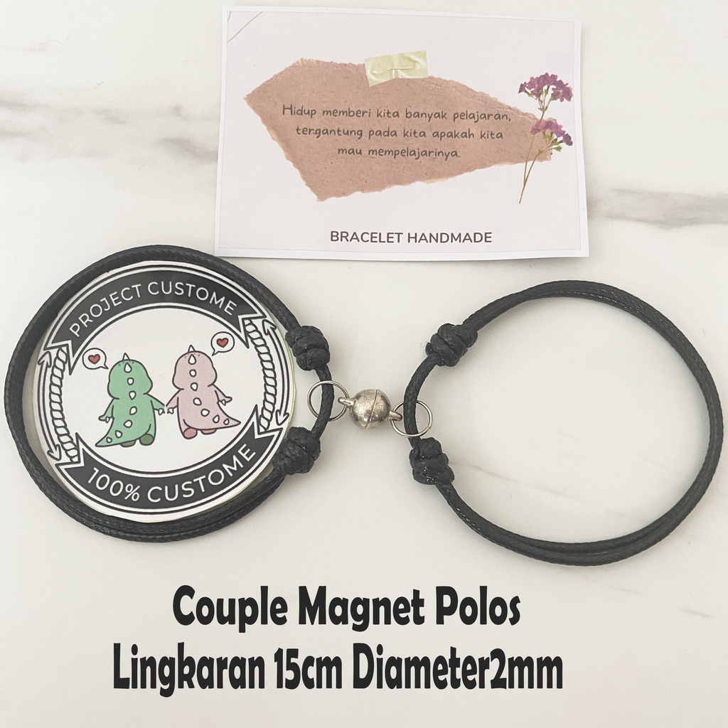 Gelang Magnet Couple/Kapel Pasangan Sahabat Tali Hitam Polos Pria Cowok Wanita Keren