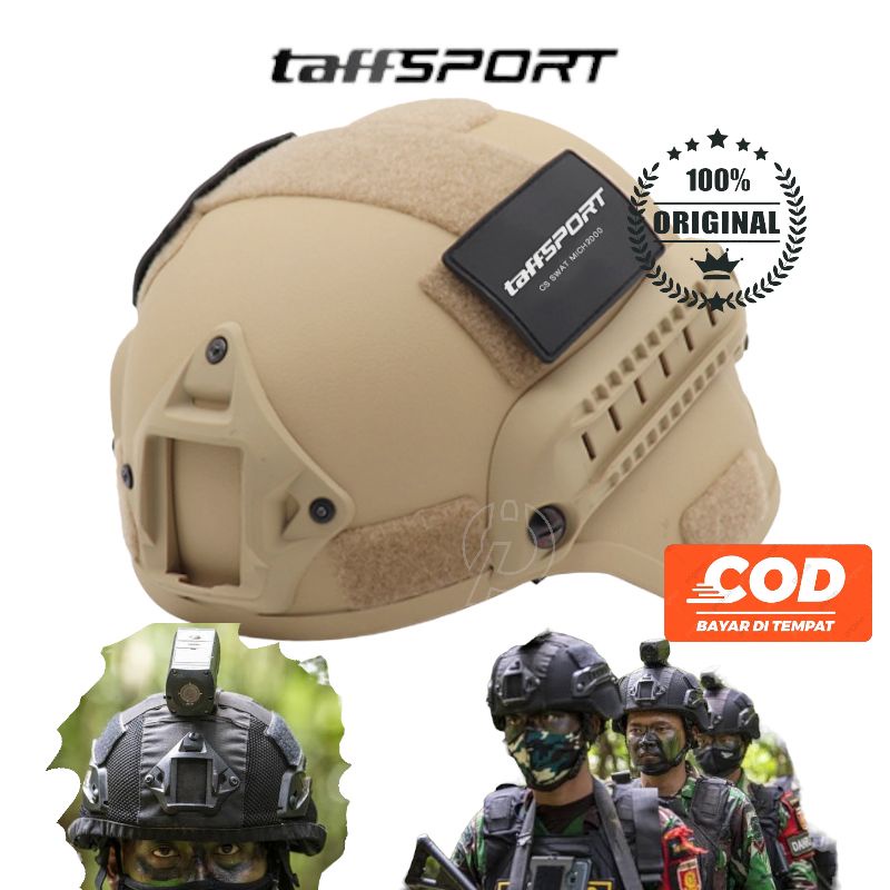 TERMURAH TaffSPORT Helm Tactical Outdoor Airsoft Gun SWAT Military Militer