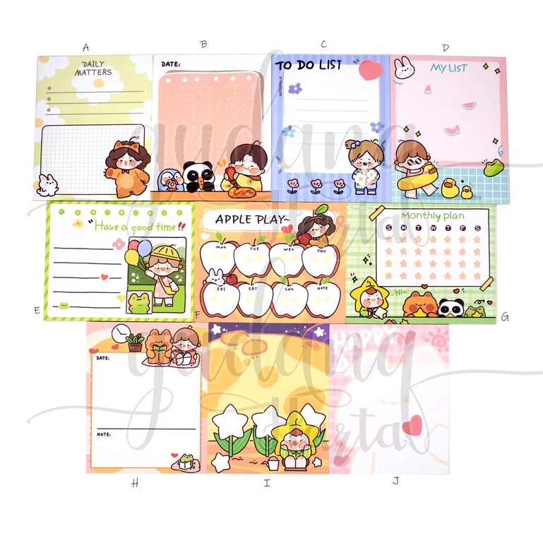 Memo Cute Random Girl Memopad Motif Flower To Do List Apple DIY GH 301489