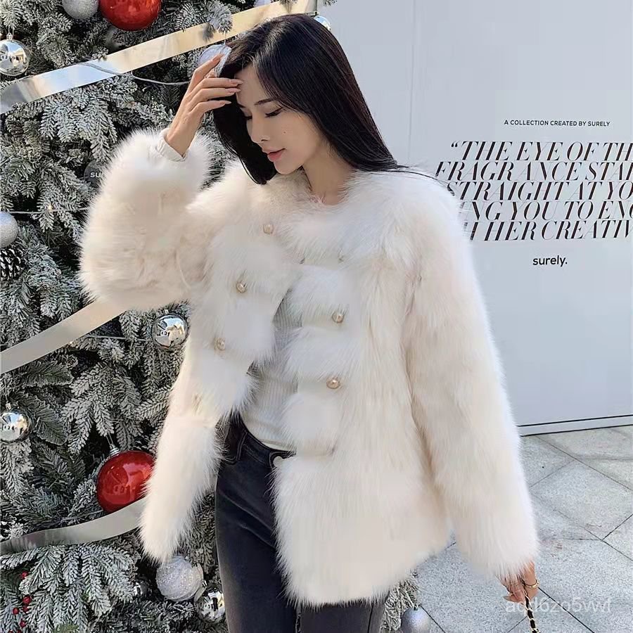 Winter new fashion slim Mao Mao coat women's long imitation fox fur coat Korean court coat SW53