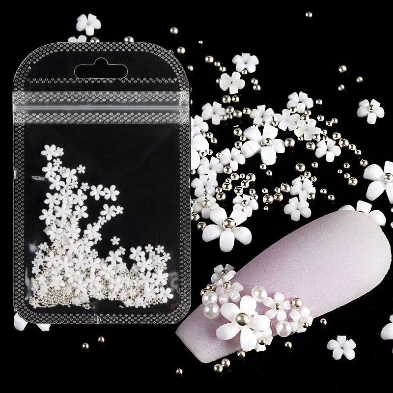 [1 Pack Mixed Style Nails Art Acrylic Flower Steel ball] [ Nail Art Decorations] [DIY Manicure Accessories]