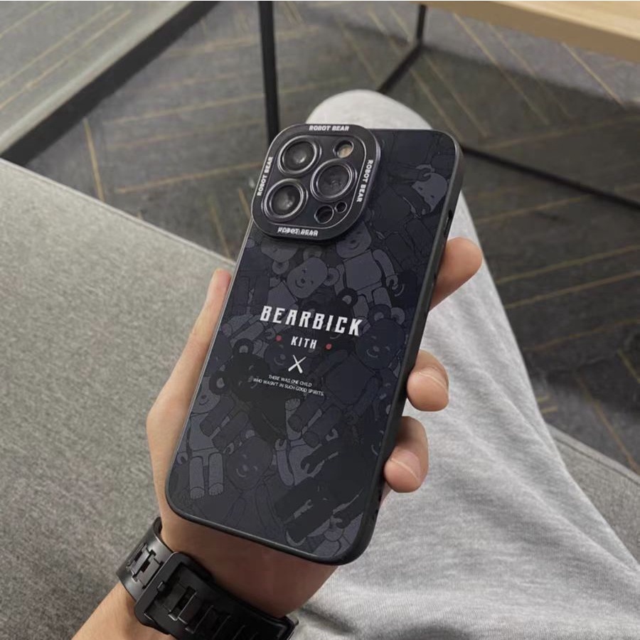 Ins Casing iPhone 14 14pro 14Plus 14prm 13 13pro 13prm 11 7Plus 8Plus Xr XS 12pro Max Motif Beruang Hitam