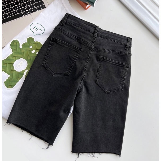 Hitam Shorts Jeans Pants / Highwaist Kasual Celana Pendek Wanita