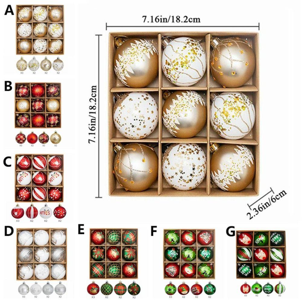 [Elegan] Bola Natal Plastik 9pcs /Set Pesta Meriah Gantung Dekorasi Rumah Hiasan Hias