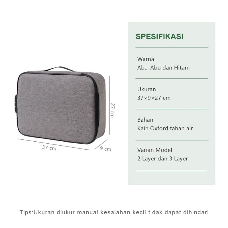 mrcaisen TAS DOKUMEN GEMBOK tas dokumen tahan air tas anti air tas file tas travel strofe bag tas sertifikat T013