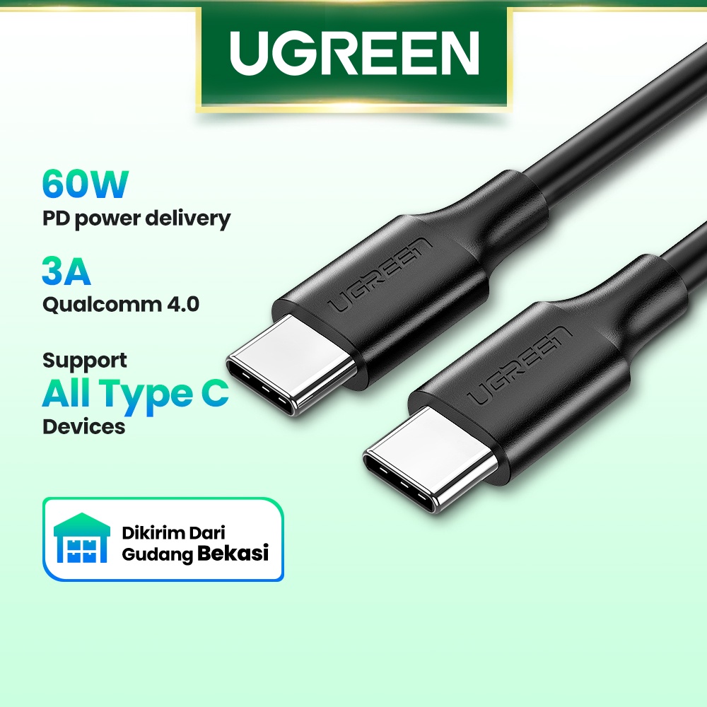 【Stok Produk di Indonesia】Kabel Data Cable USB C to Type-C Desain Ugreen 60W untuk Samsung Macbook Xiaomi