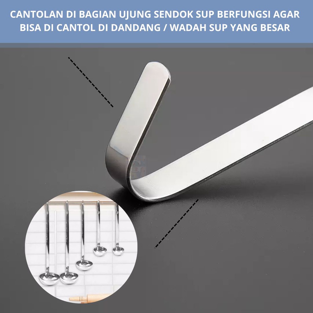 Centong Panjang / Sendok Sup Panjang / Irus Bakso Stainless Steel Anti Karat