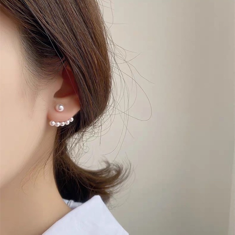 Anting E357 Gantung Mutiara Air Tawar Lapis Silver Sterling 925 untuk Fashion Wanita Mutiara anting