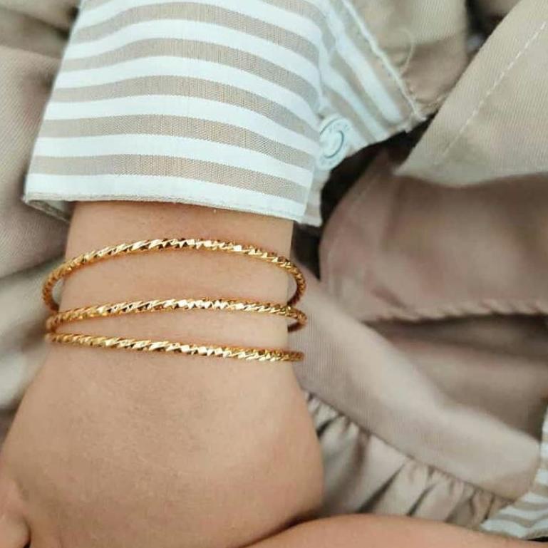 {SBB.18Oc22ᴹ} (3pcs) GELANG BAYI ANAK KERONCONG REPLIKA EMAS 0 - 10 TAHUN