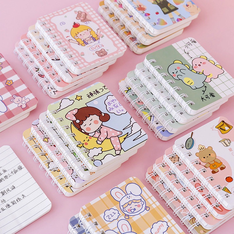 9 Types BUKU CATATAN RING / BUKU TULIS RING /LUCU BUKU KECIL/ BUKU DIARY /BUKU CATATAN/ NOTEBOOK KOREA A7 MINI NOTEPAD/ NOTEBOOK AESTHETIC -Doo