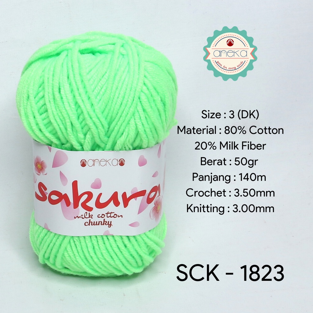 Benang Rajut Katun Susu Sakura Milk Cotton Chunky - 1823