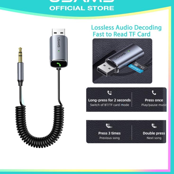 Dikirim secepatnya--USAMS Official Original SJ504 Bluetooth Transmitter Wireless Bluetooth Receiver 